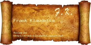 Frank Klaudetta névjegykártya